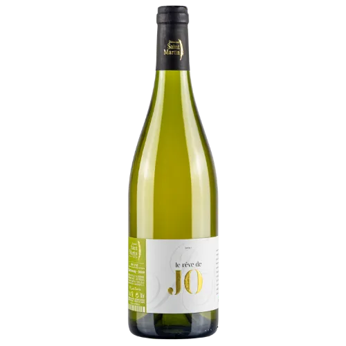 "Bouteille de vin blanc Cuvée 'Le Rêve de Jo', Domaine Saint-Martin, Aude, Languedoc."