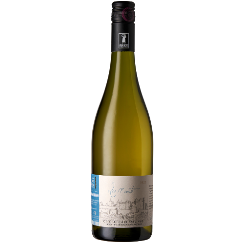 Vin blanc 50% Chardonnay, 50% Sauvignon blanc. IGP Cité de Carcassonne "Les 17 Vents"